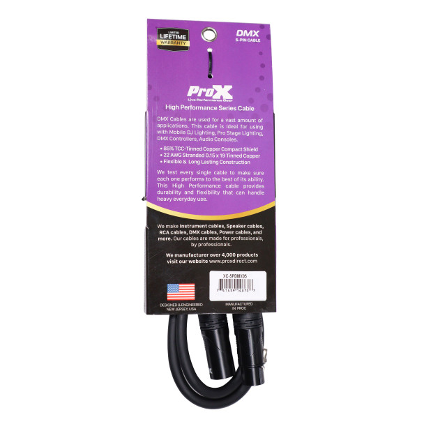 ProX XC-5PDMX03 5-pin DMX cable technical specifications and features