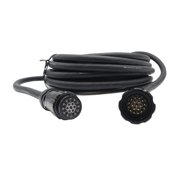 Coiled ProX XC-P19PMF50 50ft 19-pin male to female extension cable for touring, LED video, and theatrical lighting applications