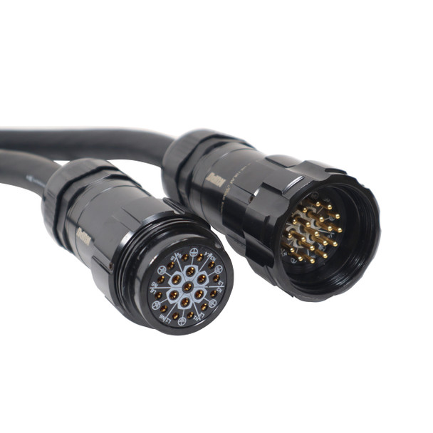 Detailed view of Kupo 19-pin multi-circuit connector contacts used in professional lighting and event power systems