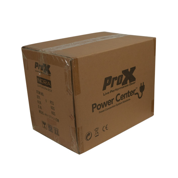 ProX NORA 10-way powerCON to Edison power distribution box packaging for professional lighting and event production