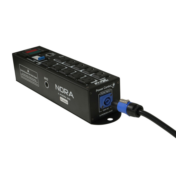 Side view of ProX NORA power distribution unit featuring powerCON connectivity and rugged aluminum construction