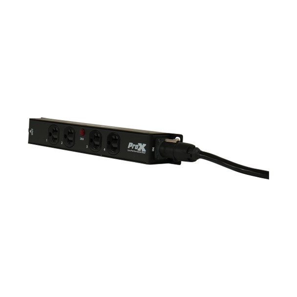 Side profile of ProX X-PWEDX4MAYA showing slim rack-mountable power distribution design
