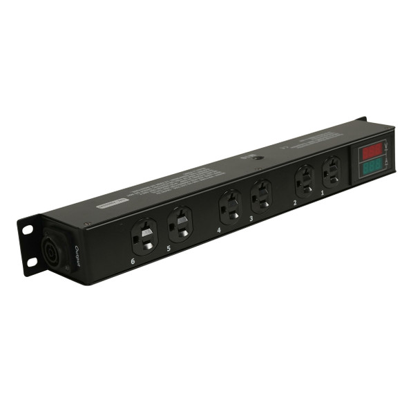 Compact powerCON TRUE1 power distribution box designed for DJs, AV systems, and stage lighting applications