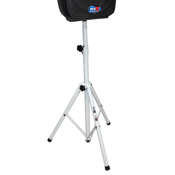 ProX White Heavy-Duty All Metal Speaker Tripod Stand Set of 2, 4-7 Ft. (44"-84") Cloud Series