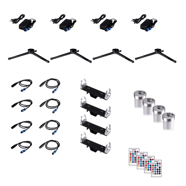 Jmaz Lighting JP2004 Electro T5 4Pack RGBW+WW High CRI Battery-Powered Outdoor LED Pixel Tube Kit