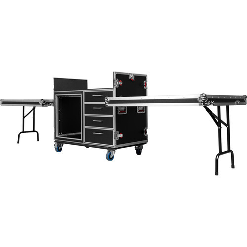 Gator GTOUR Mixer Case with 12 RU Rack, Four Drawers, and Two Tables