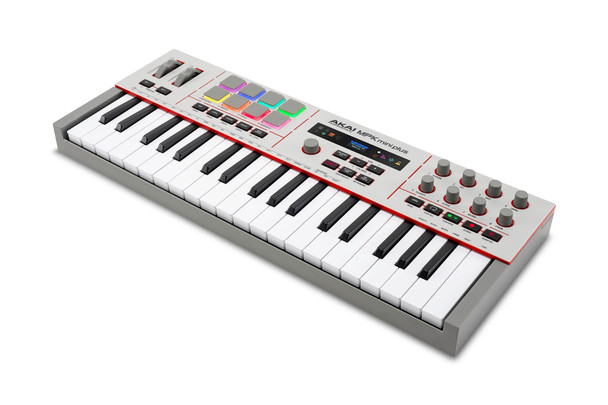 Akai Professional MPK Mini Plus II 37-key MIDI controller with RGB MPC drum pads angled view