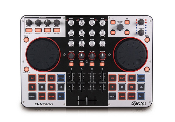 DJ Tech 4MIX 4-Channel Controller with Audio Interface Built-in