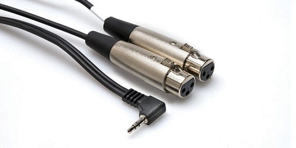 Hosa CYX Microphone Cable - Dual XLR3F to Right-Angle 3.5mm TRS