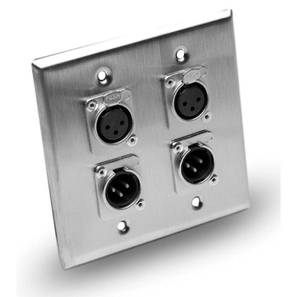 Hosa WXX-404MF Pro Wall Plate - Dual-Gang, Dual-Neutrik XLR3D and XLR3M