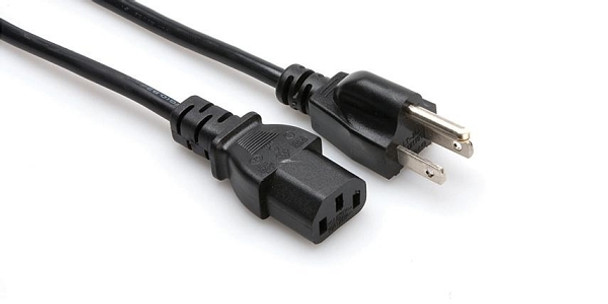 Hosa PWC Power Cord - IEC C13 to NEMA 5-15P, 14 AWG x 3 OFC, Black Jacket