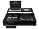ODYSSEY FZGS1BM10WBL NEW BLACK LABEL™ LOW PROFILE (1-TEIR) GLIDE STYLE™ DJ COFFIN W/WHLS FOR A 10" FORMAT DJ MIXER & ONE TURNTABLE IN BATTLE POSITION