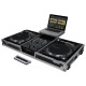 ODYSSEY Low Profile 10″ Format DJ Mixer and Two Battle Position Turntables Flight Coffin Case with Wheels and Glide Platform