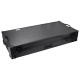 ODYSSEY Black Low Profile 12″ Format DJ Mixer and Two Battle Position Turntables Flight Coffin Case with Wheels and Glide Platform