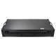 ODYSSEY Black Low Profile 12″ Format DJ Mixer and Two Battle Position Turntables Flight Coffin Case with Wheels and Glide Platform