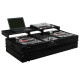 ODYSSEY Universal Black 10″ Format DJ Mixer and Two Battle Position Turntables Flight Coffin Case with Full Glide Platform