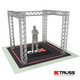 ProX XTP-E1099H 10x10 trade show exhibit booth truss system with person for size reference
