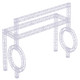ProX circular F34 trade show display truss system technical rendering with hanging display points for exhibitions, retail activations, and event marketing