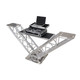 ProX XT-VERRAZANO30 professional DJ booth with elevated speaker shelves and center performance workstation