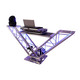 ProX XT-VERRAZANO30 DJ workstation setup with controller platform, monitor speakers, and lighting support shelves