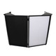 ProX Four Panel Party Black Frame Collapse and Go DJ Facade, Two Side corner Shelves, Carry Bag, 4xBlack and 4xWhite Scrims
