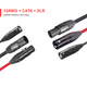 Detailed connector view of the ProX XC-TR112-XLRCAT6-05 showing PowerKon, XLR, and CAT6 terminations engineered for reliable signal, network, and power transmission.