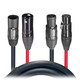 Close-up of ProX XC-TR112-XLR10 connectors featuring dual PowerKon and dual XLR terminations designed for reliable power and audio signal transmission in professional applications.