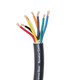 Cross-section of ProX XC-612-500 12 AWG 6-conductor speaker wire featuring hybrid OFC/CCA conductors and durable black PVC insulation.