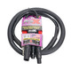 Retail-packaged ProX XC-TR112-5PDMX03 3 ft combo link cable featuring integrated PowerKon and dual 5-pin DMX connectors designed to reduce cable clutter and simplify lighting system installations.