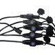 Front view of six Edison outlets with safety plug inserts on the ProX XC-MEP12-326 extension cable.