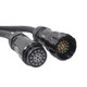 Detailed view of 19-pin multi-circuit connector contacts for professional lighting power distribution applications