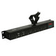 Truss-mounted 6-outlet power distribution center with LED voltage and current monitoring display