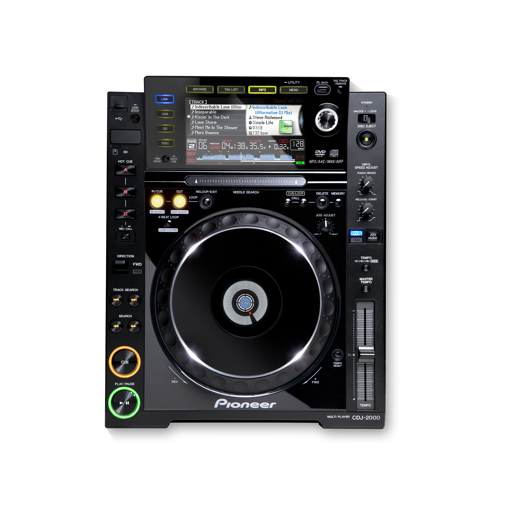 Pioneer DJ CDJ‑2000 media player rental for professional DJs, clubs, and live events from Gear Club Direct.