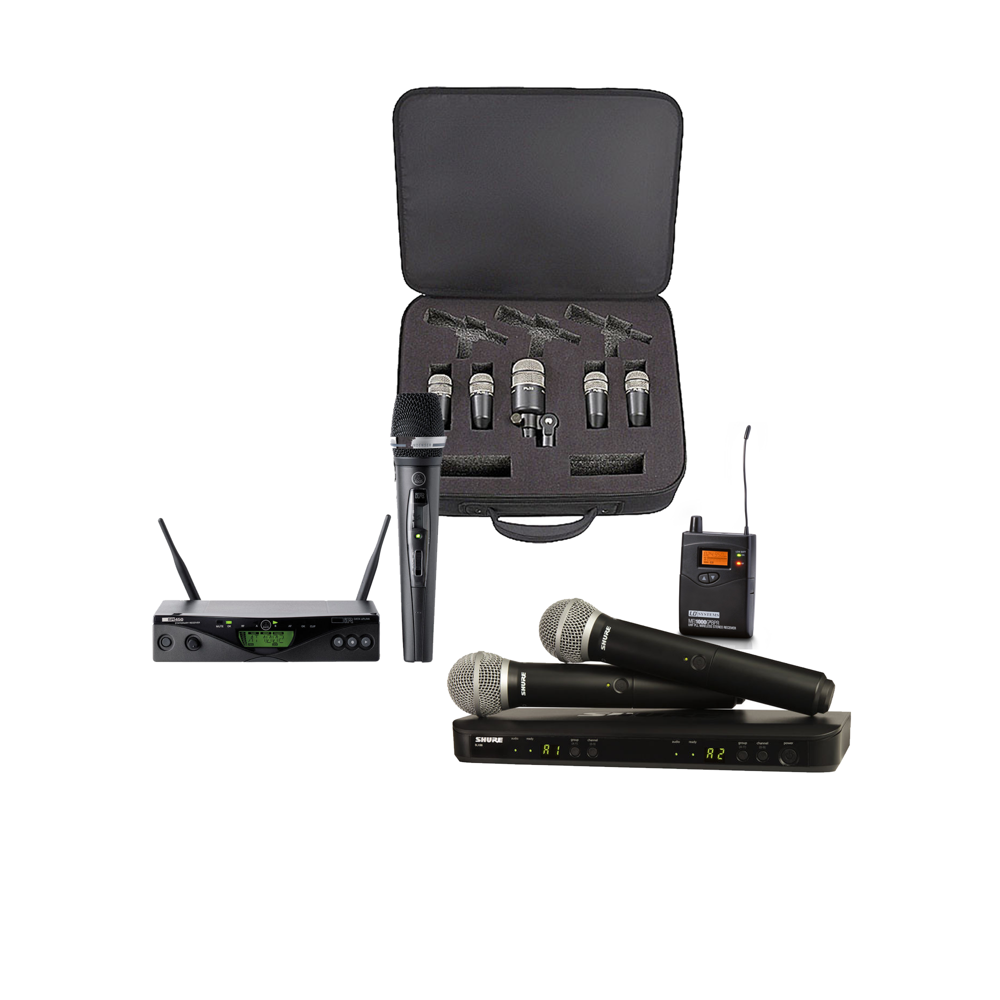 Rent wired and wireless microphones from top brands like Shure, Sennheiser, and AKG — Gear Club Direct.