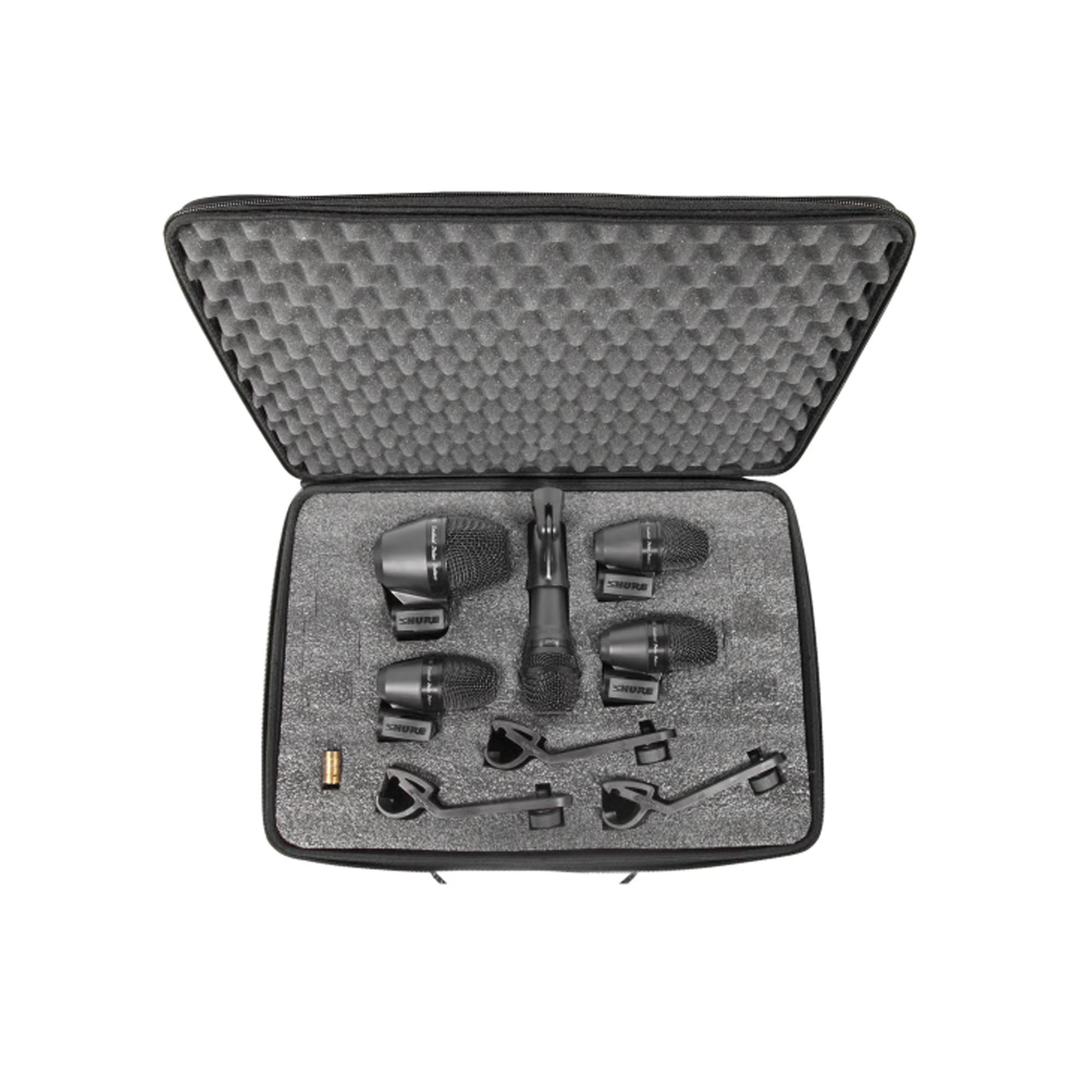 Rent the Shure PGADRUMKIT5 drum microphone kit for full drum set coverage and professional performances — Gear Club Direct.