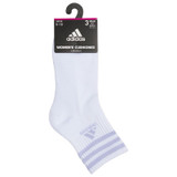 adidas Cushioned 3-Stripe 3.0 Women's 3 Pack High Quarter Sock - Clear Onix Grey/Lilac - 2