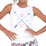 Lucky in Love Novelty Girls Tennis Crew Tie Back Tank Top - Multi