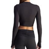 adidas by Stella McCartney Long Sleeve Crop Top - Black - 2