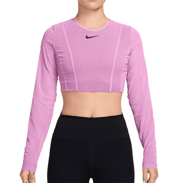 Nike Court Slam Long Sleeve Crop Top - Light Magenta/Black