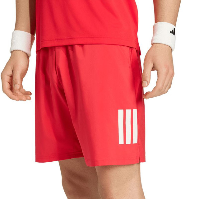 adidas Club 7 inch 3 Stripe Short - Pure Ruby