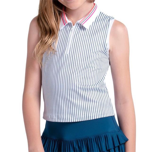 Lucky in Love Glow Set Girls Polo Tank Top - White