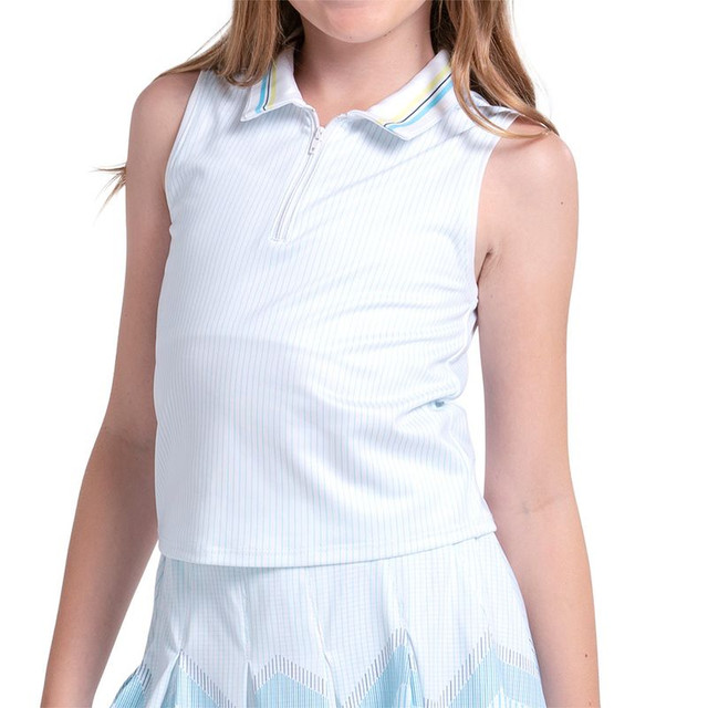 Lucky in Love Lavish Lane Girls Polo Tank Top - White