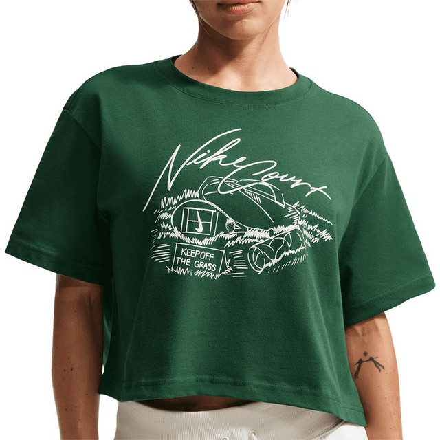 Nike Court London Crop Tee Shirt - Gorge Green