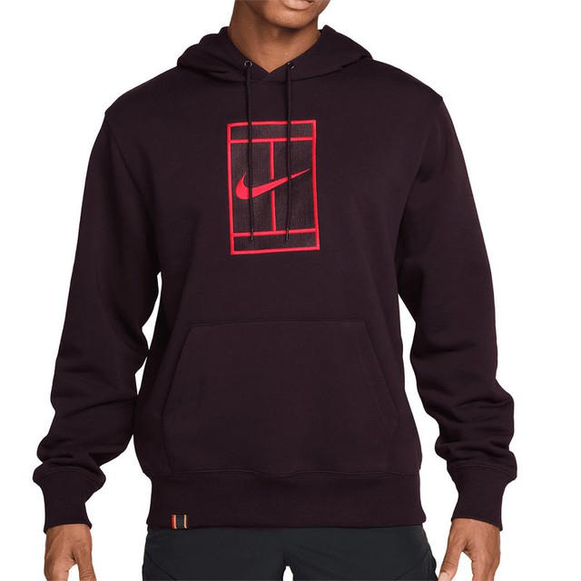 Nike Court Heritage Hoodie - Burgundy Ash/Bright Crimson