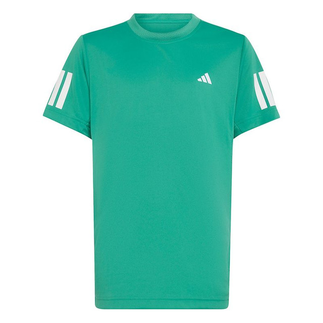 adidas Club 3 Stripe Boys Tee Shirt - Semi Court Green