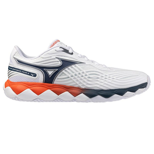 Mizuno Wave Enforce Tour 2 Mens Tennis Shoe - White/Insignia Blue