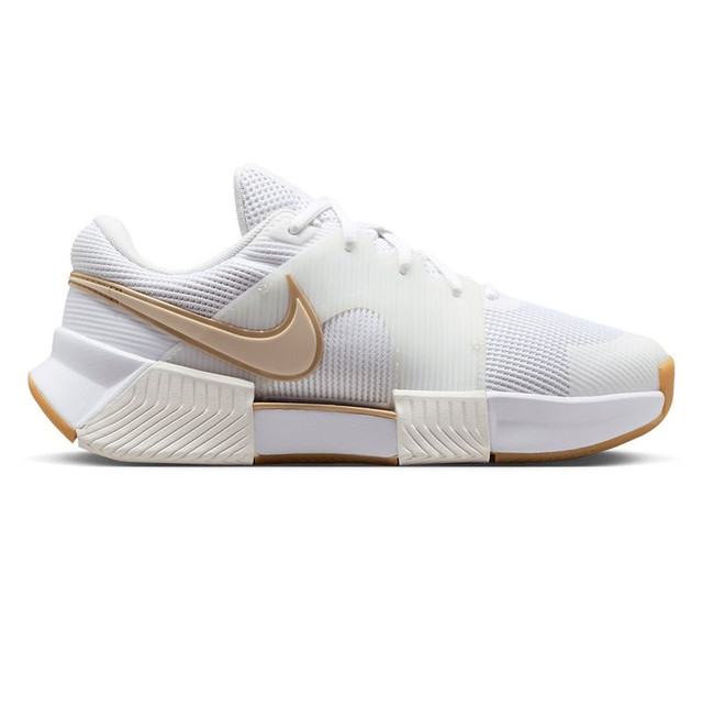 Nike Zoom GP Challenge 1.5 Womens Tennis Shoe - White/Lt Orewood Brown/Gum Yellow