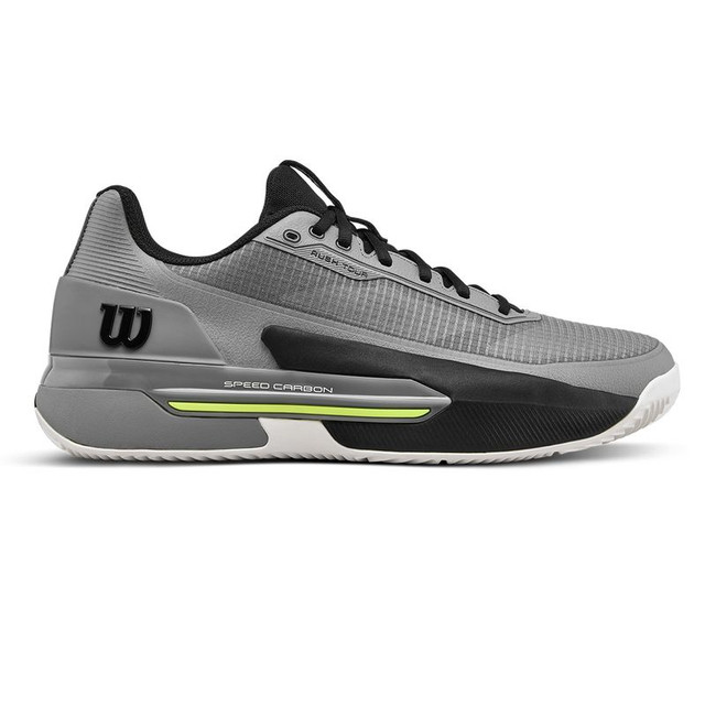 Wilson Rush Tour 5 Mens Clay Tennis Shoe - Titanium/Black/Safety Yellow