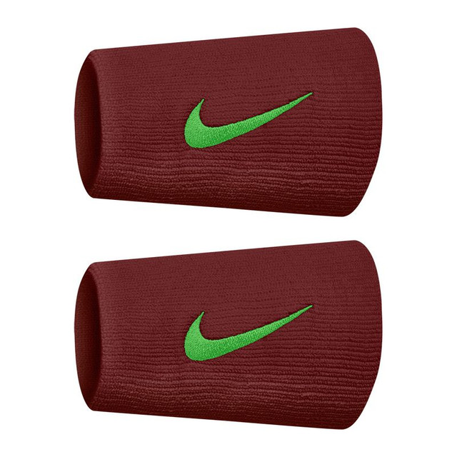Nike Tennis Premier Doublewide Wristbands - Team Red/Green Spark