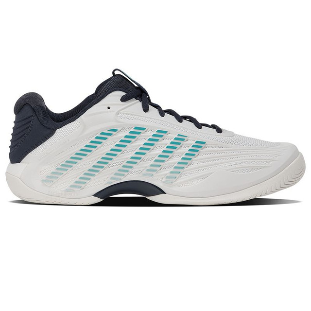 K Swiss Hypercourt Express 3 Mens Wide (2E) Tennis Shoe - Blanc de Blanc/Carbon/Baltic